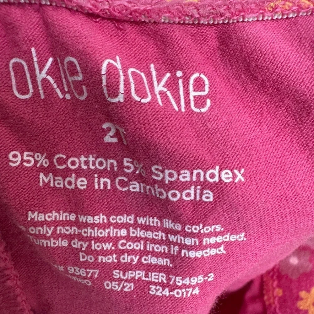 Okie Dokie 2T Girls Pink Floral Kids Leggings Pants
